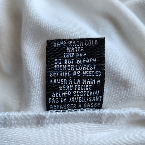 White Oversized T-Shirt Blouse with Sheer 3/4 Bell Sleeve - Picture 4 of 4